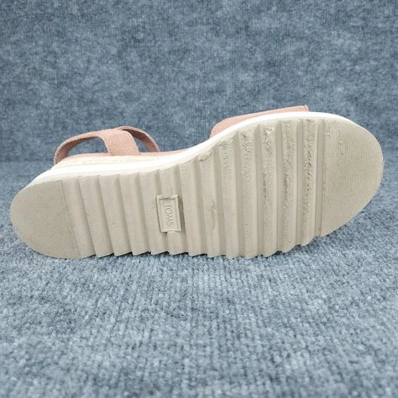TOMS Sandals Womens Size 8 Pink Platform Espadrille Wedge Buckle Ankle Strap - Picture 6 of 14